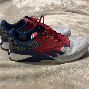 Men’s size 13 Reebok Red and Navy Athletic Sneakers